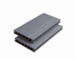 Outdoor WPC Composite 3D Deep Embossing Co-extrusion Round Hollow Sliver Grey Decking Flooring