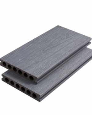 Outdoor WPC Composite 3D Deep Embossing Co-extrusion Round Hollow Sliver Grey Decking Flooring