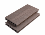 Outdoor WPC Composite 3D Deep Embossing Co-extrusion Round Hollow Sliver Grey Decking Flooring
