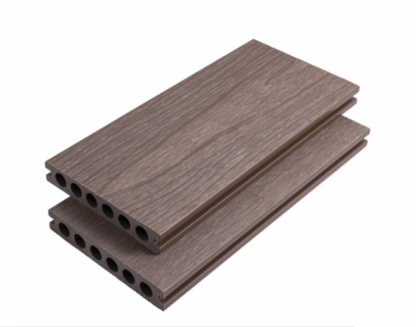 Outdoor WPC Composite 3D Deep Embossing Co-extrusion Round Hollow Sliver Grey Decking Flooring