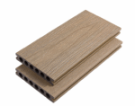 Outdoor WPC Composite 3D Deep Embossing Co-extrusion Round Hollow Sliver Grey Decking Flooring