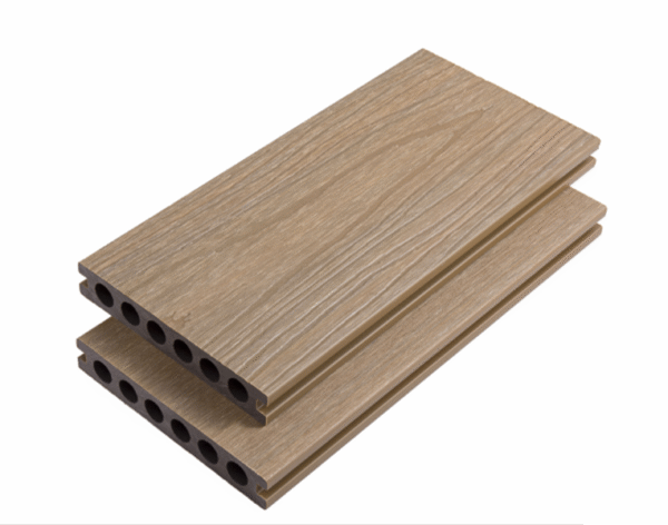 Outdoor WPC Composite 3D Deep Embossing Co-extrusion Round Hollow Sliver Grey Decking Flooring