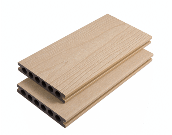 Outdoor WPC Composite 3D Deep Embossing Co-extrusion Round Hollow Sliver Grey Decking Flooring